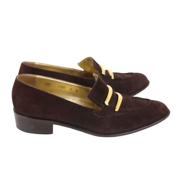 VTG Walter Steiger BROWN REAL LEATHER SUEDE LOW HEEL ALMOND TOE LOAFER SHOES 9B - Picture 5 of 12